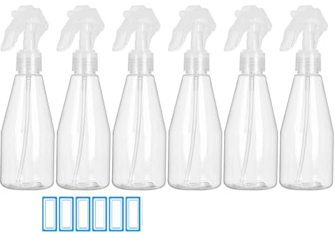 Rhnuuwy 200ml Spray Bottles Plastic Trigger Sprayer Fine Empty Mist Spray Bottle For Cleaning Solutions and Gardening,Spray Bottle for Hair,Clear Plastic Bottle,6 Pcs