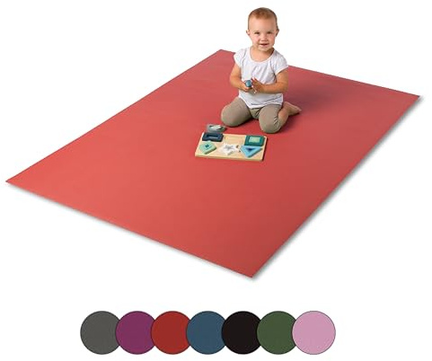 Hofbrucker® Krabbelmatte, Spielmatte, Turnmatte für Baby & Kinder, Öko-Tex Zertifiziert, Made in Germany, Abwaschbar, Rutschfester Spielteppich Größen (Rot, 120 x 120)