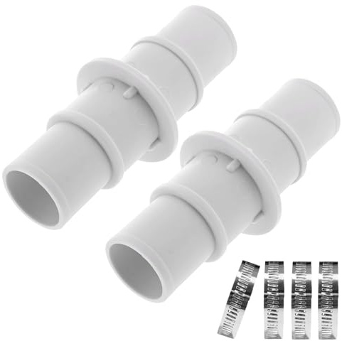 Schlauchverbinder 38mm auf 32mm, Poolschlauch Verbinder mit Schlauchschellen, Universal Pool schlauch adapter verbindungsstück, Pool Anschlussset für Poolschläuche (2pcs)