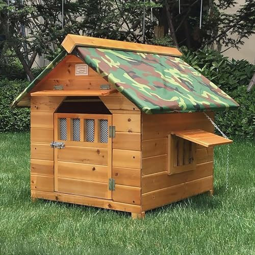 HynJGih MekUk Katzenhaus Hundehütte aus Holz, Zwinger, wetterfest, atmungsaktiv, einfache Montage mit Sonnenblende, for kleine, mittelgroße und große Hunde(XX-Large)