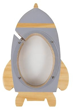CIYODO Caja Contenedor De Dinero Juguete De Hucha para Niños Alcancía Decorativa Decoración Retro Decoración De Mesa De Oficina Hucha En Forma De Cohete Irrompible Bambú Grey