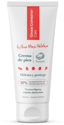 GREEN CORNERSS CARE - Crema de pies con extracto de tomate | 75 ml | 97% Ingredientes Naturales | Formulada por Neus Moya, podóloga experta y enfermera | Hidrata, nutre y fortalece