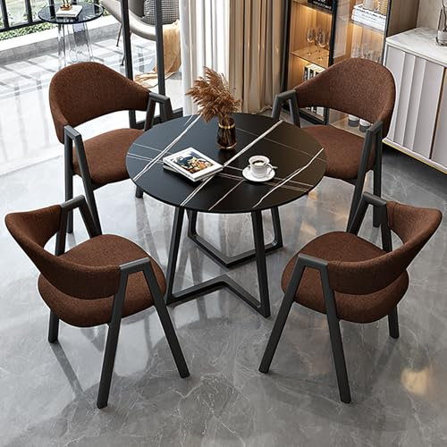 Kombination Aus Empfangstisch und Stuhl, 80 Cm, Besprechungstisch Mit Stühlen, Mit Stühlen Verhandlungstisch für 4, Kleine Konferenzraumtische, Nimmt Wenig Platz EIN und Ist Einfach Zu Montieren(Brown