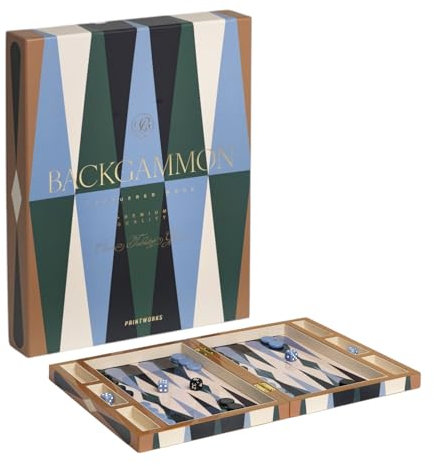 Printworks Lacquered Backgammon – Luxury Wooden Board with Acrylic Pieces, Large Coffee Table Game for Adults, Modern Display-Ready Set