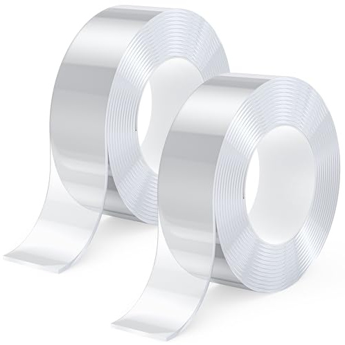 2 Pcs Doppelseitiges Klebeband Extra Stark 3M x 2CM – Abziehbares Nano Tape für Wände, Teppiche & Poster – Transparent & Rückstandsfrei – Starker Halt auf Glas/Metall/Holz