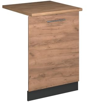 Vicco Façade de Lave-Vaisselle Fame-Line, Chêne doré, 60cm | Pour lave-vaisselle tout intégrable de 60 cm · Plan de travail incl. · Adapté à la façade de cuisine · Librement combinable
