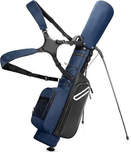 GOBUROS Golfschlägertasche für bis zu 7 Schläger, und für Par 3 Plätze | leichte Pitch und Putt Golftasche, mit gepolstertem ergonomischem Doppelgurt (Blau)