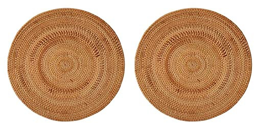 dissot 2X Tovagliette Intrecciate nel Rattan, Sottopiatti, Tovagliette Antiscivolo Resistenti al, Tovagliette nel Vimini, Sottopentole per Piatti Caldi Rotondi, 40 cm