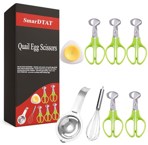 5PCS Quail Egg Scissors, Egg Yolk Separator, Stainless Steel Whisk, Egg Piercer, Quail Egg Cutter for Quick and Easy Breakfast Preparation – Perfect for Quail Egg Salad