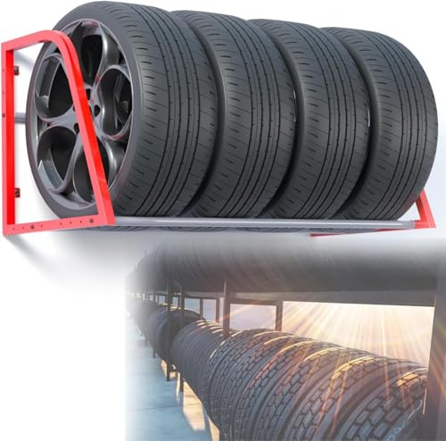 Regale, Autoreifen-Präsentationsständer, Rollender Reifenwagen, Mobiles Reifenlagerregal, Reifenregal Für Den Innen- Und Außenbereich, Tragbares Reifenlagerregal, 100 Kg Tragkraft, Rot