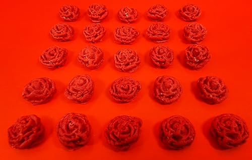 30 x Edible 3D 1.2mm high detail rose roses flowers icing toppers, cake cupcakes decorations T004 (Red)