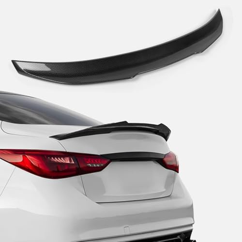 Rear Spoiler Fit for 2014-2024 Infiniti Q50/ Q50S/ 2.0t/ 3.0t/ Luxe/Premium 4-Door Sedan, PSM Style Duckbill Tail Trunk Lip Wing Sporty Appearance Carbon Fiber
