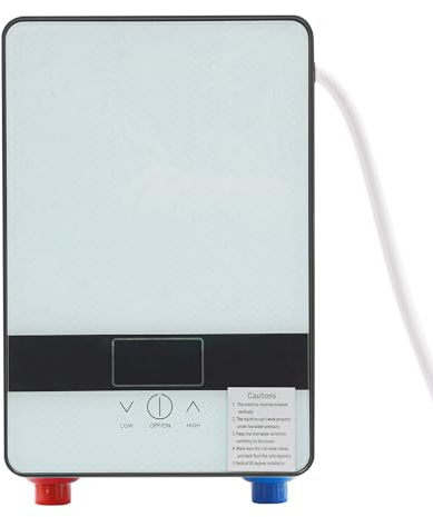 Owneed Durchlauferhitzer, 6500W Elektrischer Durchlauferhitzer, LED Temperaturanzeige Warmwasserbereiter, Wandmontage Warmwasserbereiter für Küche, Badezimmer, Dusche und Waschtisch