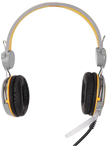 XUMIUZIY Computer Game Headphone Noise Cancelling Stereo Ergonomic Wired Gaming Headset with Microphone for PC, Lightweight for Long Time Use (Yellow)