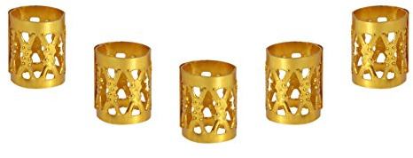 Cosiki Bunte Haarperlen, Ringe, Manschettendekorationswerkzeuge, Haarflechtzubehör, 100 Stück, 7 Farben für Mädchen (GOLD)