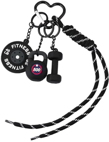 HAGNA 1 Pezzi Portachiavi Con Bilanciere E Pesi, Portachiavi Fitness Con Manubrio, Charm Per Borse Per Fitness Donne Uomini, Accessori Per Chiavi Auto Per Palestra(Nero,B)