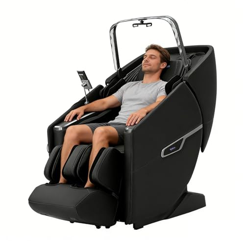 Cooleben AM553B 3D Zero-Gravity Massagesessel mit Lendenwärme, Fußrollern, Bluetooth, USB Port Spektrale Schlafhilfe Lamp Fur Eine Entspannte (Schwarz)