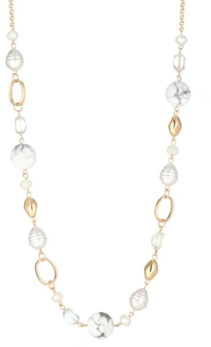 Dazylleco Lange Kette Gold Damen Statement Perlenkette Lang mit Großen Steinperlen Modeschmuck Geschenke für Mama