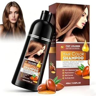 Champú Tinte Castaño Claro 4 en 1, Cobertura de Canas Natural e Instantánea, Cubre Canas Mujer para Hombre y Mujer, Coloración Duradera y Suave, Fácil de Usar en Casa, 500ML