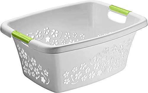 Rotho Flowers Wäschekorb 25l, Kunststoff (PP) BPA-frei, grau, 25l (50.5 x 38.3 x 21.8 cm)
