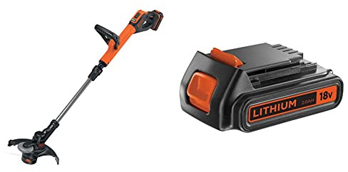 Black+Decker STC1820PC-QW-Cortabordes (Litio, 28 cm, 2 Ah), 18 V + BLACK+DECKER BL2018-XJ - Batería de litio Tipo Carril de 18 V