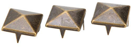 Rivetti Borchie Quadrate 100 Pezzi 12mm Bronzo, Borchie Punta Fai da Te 10 15mm Misti per Pelletteria, Cinture Scarpe Giacche Borse, Decorazione Abbigliamento Punk Rock, Set 4 Denti Artigianale