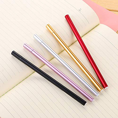 Gelschreiber-Set, 5 Farben, 0,5 mm Spitze, für glattes Schreiben, Zeichnen, Schwarz/Pink/Rot/Gold/Silber, 1 Stück