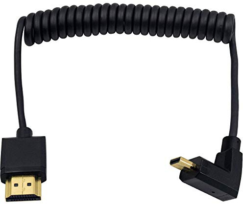 Duttek Cable micro HDMI a HDMI estándar, cable micro HDMI a HDMI en espiral, extremo delgado hacia arriba micro HDMI macho a HDMI macho en espiral para 1080P, 4K, Ultra HD, 3D (1,2 m)
