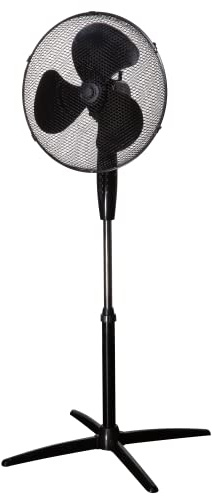Zanussi 16 Inch, Lightweight, Pedestal Fan, 3 Speeds, Wide-Angled Oscillation, Powerful Airflow, Adjustable Height, Black - ZNPPF1621B