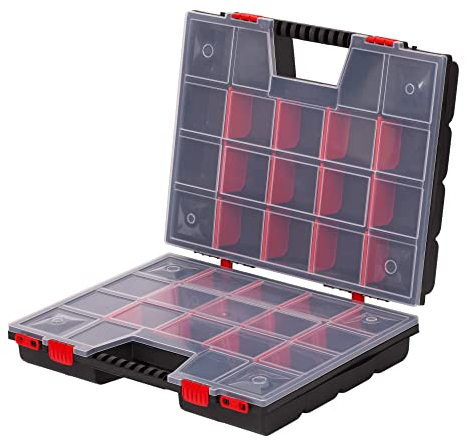 Mivos Doppelseitig Sortimentskasten 20” mit Verstellbare Fächer - 2 Seitig Sortierkasten - Aufbewahrungsbox 490 x 390 x 130 mm - Stabiler Werkzeugbox für Werkstatt - Made in EU