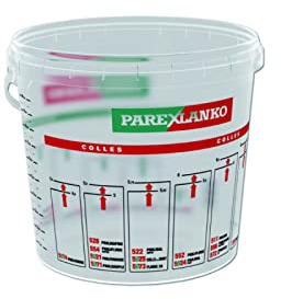 PAREXLANKO - Seau doseur plastique avec anse 10 litres – Graduations visibles - Préparation précise colles, joints, ragréages - Transparent