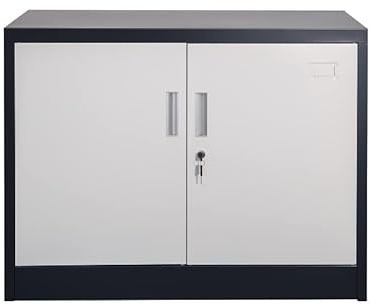 Jet-Line | Büroschrank | Werkstatt Schrank | Stahlschrank KIEW | weiß-dunkelgrau | 90x40x90cm | Metallschrank | Aktenschrank | Werkstattschrank