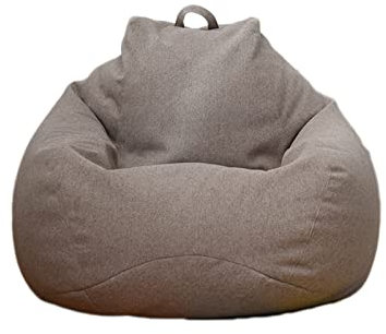Highdi Bean Bag No Filler, Gaming Beanbag Chair Cover for Adult Kids Without Filling Highback Comfortable Solid Color Lazy Sofa Beanbag Soft Toy Storage Bean Bag Seat (Linen brown,70x80cm)