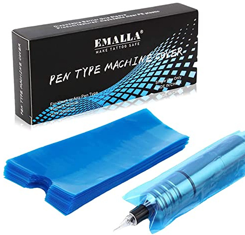 Unihuby 200pcs Tattoo Maschinen Cover Blau Einweg Tattoo Zubehör | Tattoo Stift Taschen Wasserdicht Tattoo Stift Abdeckungen Tattoo Maschine Bags Cover Patrone Stift Maschine Einweg Tattoo