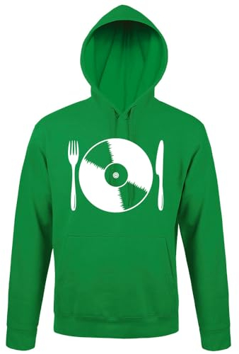 shirt84 Disque vinyle avec couverts à capuche pour homme, vert, S