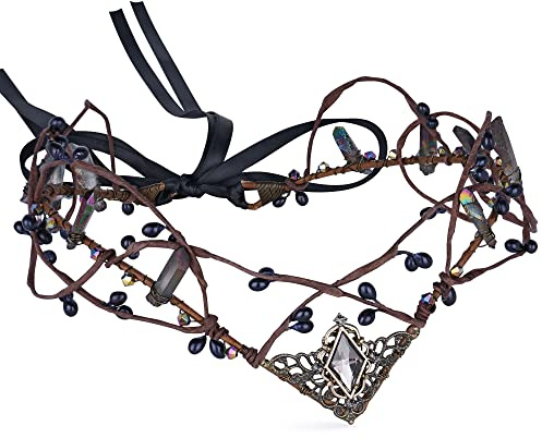 MOSTORY Gothic Dark Raw Quartz Crown Headpiece for Women Renfaire Medieval Cosplay Costume