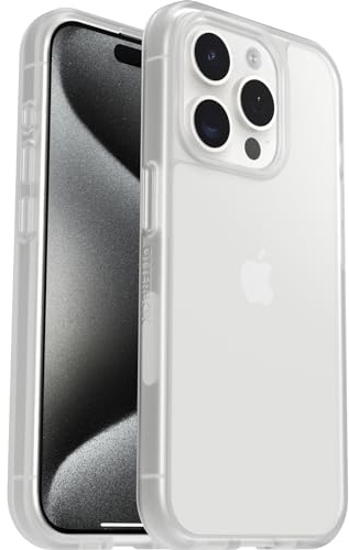 OtterBox React Series skal för iPhone 15 Pro, stöttåligt, fallsäkert, supertunt, skyddande tunt skal, testad till militärstandard, Klar