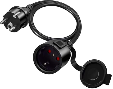 Vegena Schutzkontakt Verlängerungskabel 0.5m 16a 250v Stecker Auf Buchse Verlängerungskabel 2-Poliges Netzkabel Schutzkontaktstecker Mit Schutzkappe Für Zuhause, Büro, Außenbereich (Schwarz)