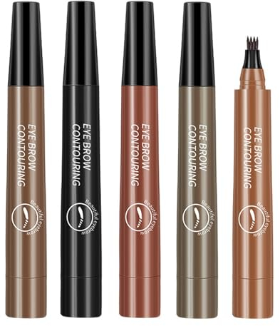 Yuqilin 5 Piezas Líquido Lapiz Cejas, Larga Duración a Prueba de Mancha Lapiz de Cejas, con un Aplicador de Punta de Microhorquilla Perfilador de Cejas, Lapiz de Cejas Microblading (Multicolor)