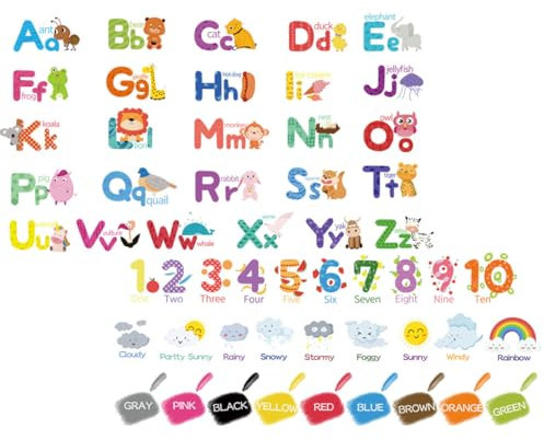 Vaguelly 9 Blätter Dekorative Aufkleber für Kinder zahl pädagogische wandtattoos Alphabet-Wandtattoos Lernnummern-Aufkleber Aufkleber mit pädagogischen Zahlen Buchstabe Poster Klebrig PVC
