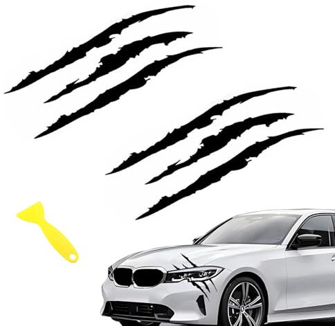 DHWEKU Marcas De Garra CalcomaníAs,2 Uds Etiqueta Engomada Del Coche Scratch De Las Garras Negro Claw Mark Car Decal Pegatinas Para Automoviles Para Coche (Negro)