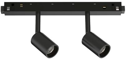 IDEAL LUX Sistema luce binario EGO TRACK DOUBLE 05W 4000K ON-OFF BK, Sistema a rotaia, Illuminazione modulare, Dispositivo su binario, 19x3h10 cm, Nero