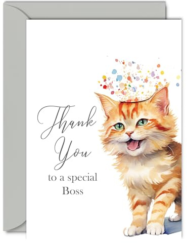 Giftzie Dankeskarten für den Chef – Party Katze Kätzchen – Dankeskarten für Chef von Mitarbeiterkollegen, herzliche Wertschätzungskarte A5 Dankeskarten so viel