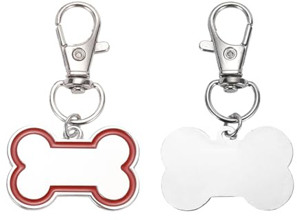 QUARKZMAN 2 Set Haustier-ID-Tags Knochenform, 30x20mm Metall Personalisieren Graviert Beidseitig Leer Tags Stempeln Haustierbedarf Gravur Name Nummer Anhänger Dekoration (Rot)