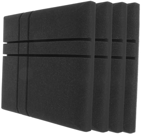 Schalldämmung Wandpaneele 4 Stück, Schwarz, Schaumstoff | Flat Gitter Design, Selbstklebend, für Aufnahmestudios und Heimkinos, Sponge Ausführung