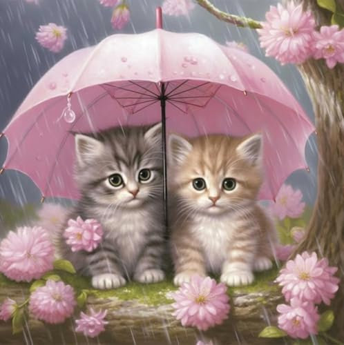 WSLWXSHM Diamond Painting Erwachsene Set, 5D DIY Katze Diamond Art Kits for Beginners Round Full Drill Diamond Painting for Home Wall Decoration Gift 30×30cm, Tier