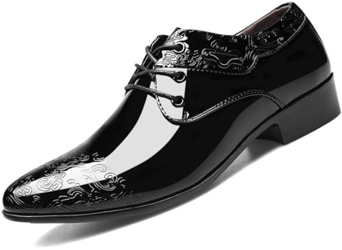 WOWEI Chaussure Derby Oxford Homme Classique Brogues Mariage Chaussures à Lacets Ville Dressing Chaussures Habillées Cuir Vernis Casual Business Soirée Costume (Anzu-17, 44EU)