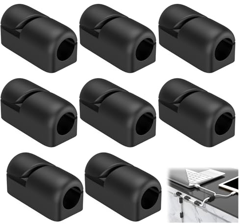 8 Pack Kabelhalter Schreibtisch, Silikon Verstellbarer Kabel-Clip, Ladekabel Halterung, kabelhalter selbstklebend für Schreibtisch, Nachttisch, Ladekabel, Haushalt Büro Schreibtisch (Schwarz)