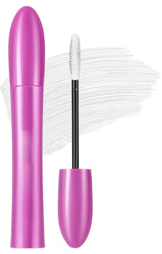 GL-Turelifes Máscara de pestañas colorida, máscara de fibra colorida, con pincel grueso, rizado, larga duración, con pestañas gruesas y largas, impermeable y resistente a las manchas (#1 blanco