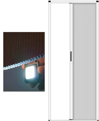 Porte Accordéon Interieur Porte Pliante Blanche Occultante 195cm de Hauteur, Porte Accordéon en Intissé et Cadre en Aluminium, Portes Coulissantes pour Armoire de Chambre, Cloison de Douche Sans Perça